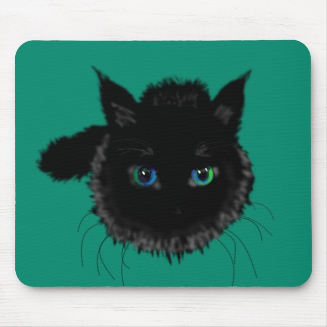 Black Cat  Mouse Pad Custom Colors (Front)