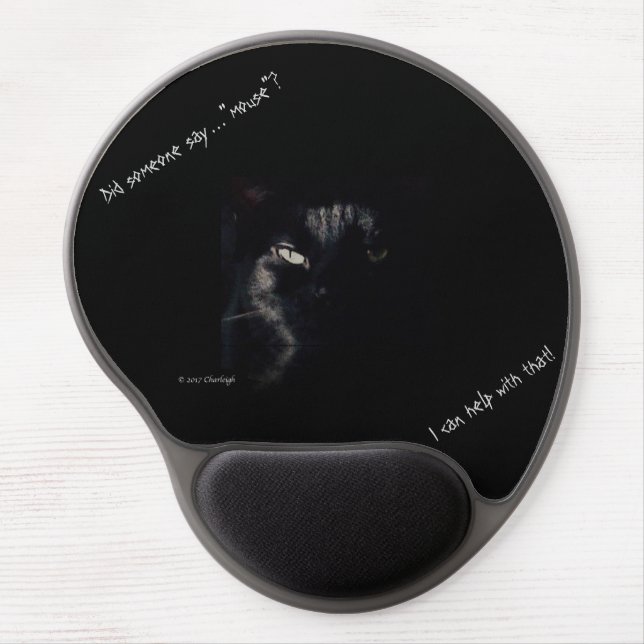 Black Cat Mouse Pad with wrist support (Front)