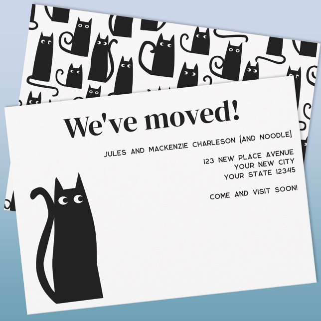 Black Cat Moving New Home Announcement (Fun black cat moving announcement new home change of address card)