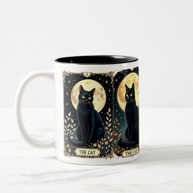 Black Cat Mug Tarot Coffee Cup Cat Themed Gift Mug (Left)