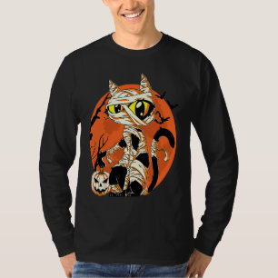 Black Cat Mummy Halloween Costume Scary Night Boys T-Shirt