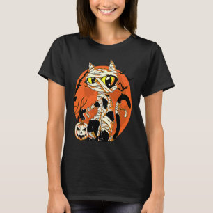 Black Cat Mummy Halloween Costume Scary Night Boys T-Shirt