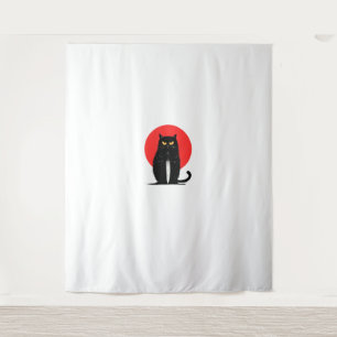 Black Cat Murderer Serial Killer Halloween Graphic Tapestry