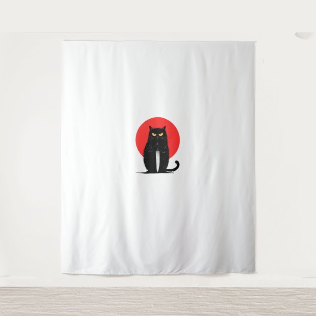 Black Cat Murderer Serial Killer Halloween Graphic Tapestry (Front)