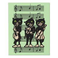 Black Cat Music Band Musical Notes Green