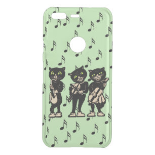 Black Cat Musicians Instruments Music Notes Green Uncommon Google Pixel Case