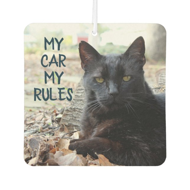 Black Cat My Car My Rules Car Air Freshener (Front)