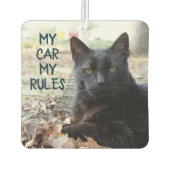 Black Cat My Car My Rules Car Air Freshener (Back)