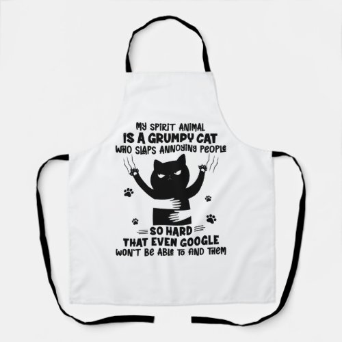 Black Cat My Spirit Animal Is A Grumpy Cat Who Sla Apron