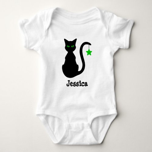 Black Cat Name Baby Bodysuit