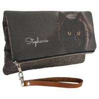 Black Cat Name clutch or use own pet/dog/cat photo
