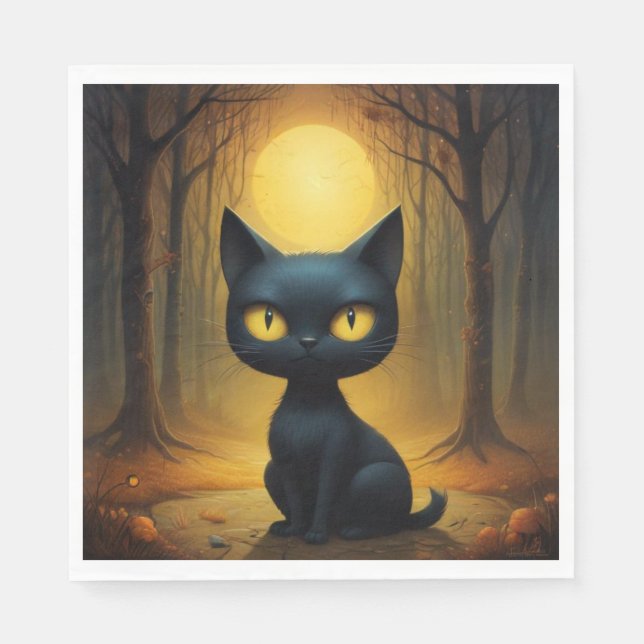 Black cat  napkins (Front)