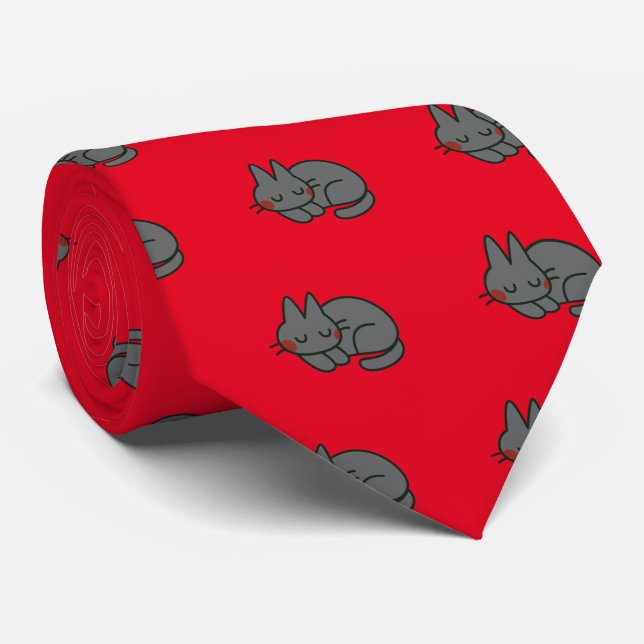 Black cat neck tie (Rolled)