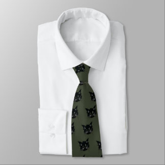 black cat neck tie
