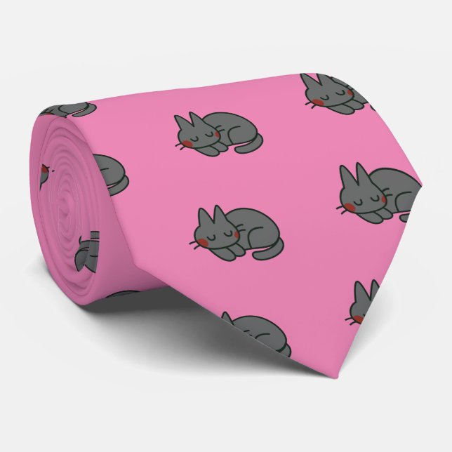 Black cat neck tie (Rolled)