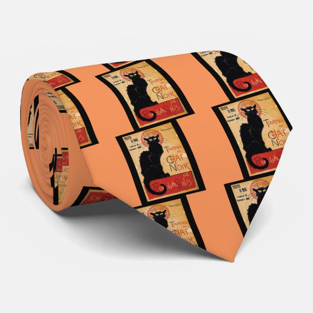 Black Cat Neck Tie (Rolled)