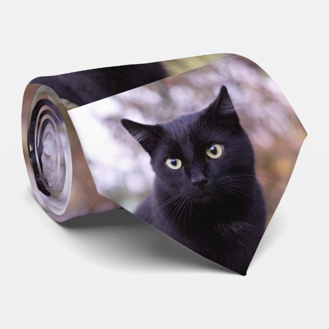 black cat neck tie (Rolled)