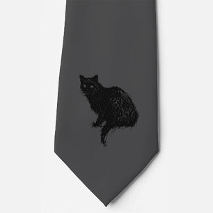 Black Cat   Neck Tie   Charcoal and Black
