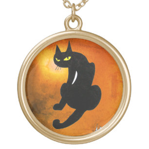 BLACK CAT NINJA GOLD PLATED NECKLACE