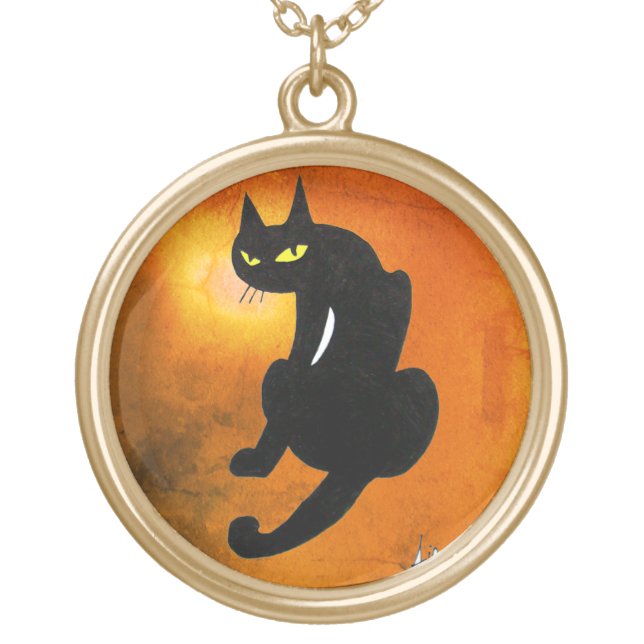 BLACK CAT NINJA GOLD PLATED NECKLACE (Front)