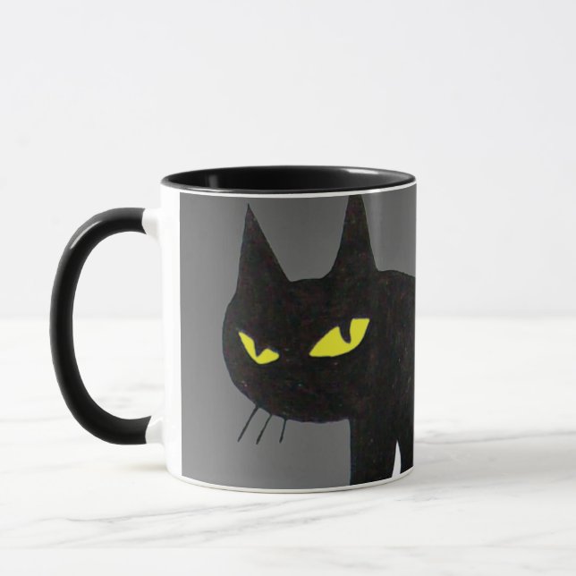 BLACK CAT NINJA Grey Mug (Left)