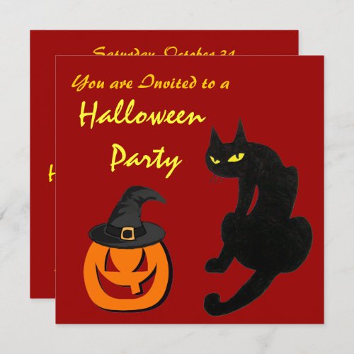 BLACK CAT NINJA HALLOWEEN PARTY INVITATION