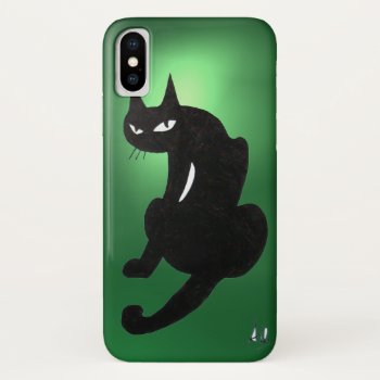 Black Cat Ninja Jade Green Iphone Xs Case by AiLartworks at Zazzle