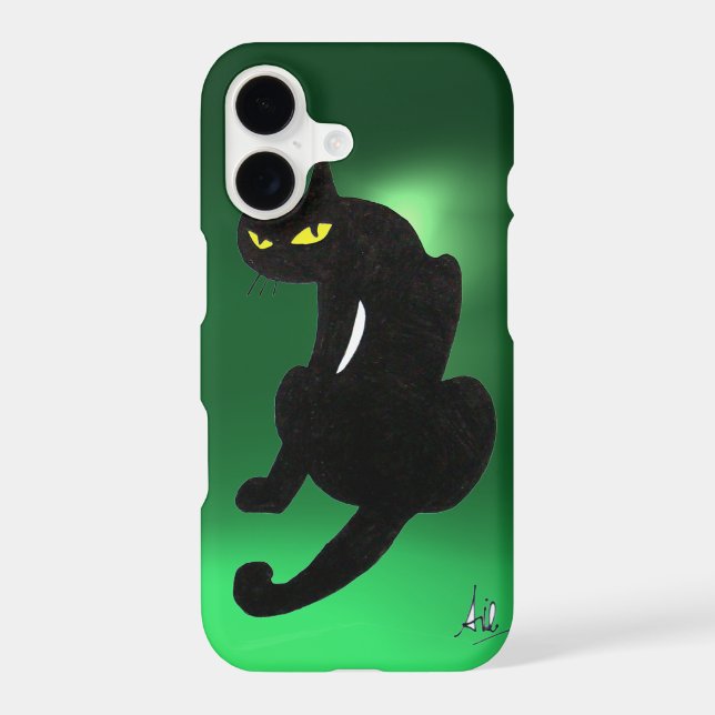 BLACK CAT NINJA Jade  Hreen Iphone Case (Back)