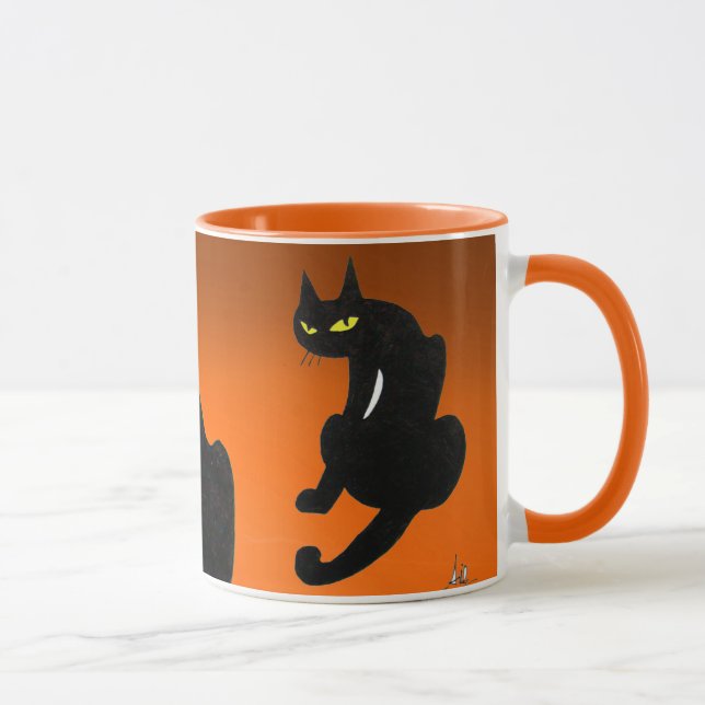 BLACK CAT NINJA Orange Halloween Mug (Right)