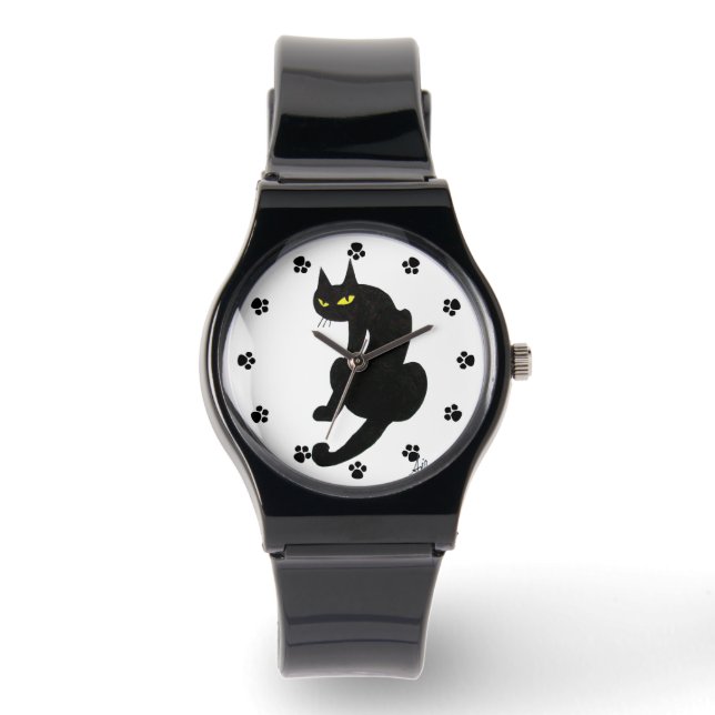 BLACK CAT NINJA  Paws WRIST WATCH (Front)