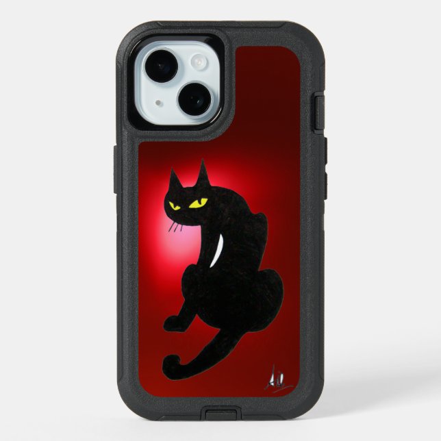 BLACK CAT NINJA Red iPhone 15 Case (Back)