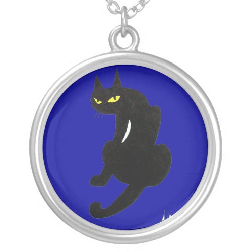 BLACK CAT NINJA SILVER PLATED NECKLACE