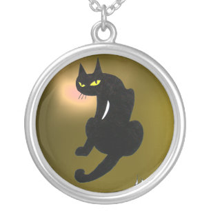 BLACK CAT NINJA SILVER PLATED NECKLACE