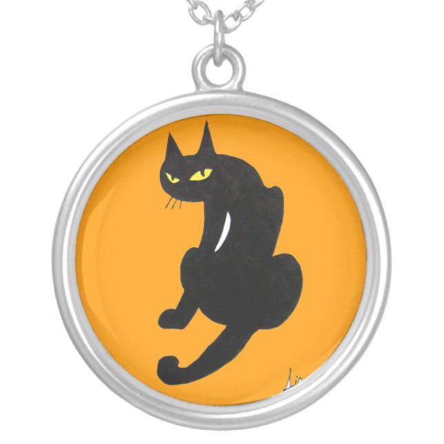 BLACK CAT NINJA SILVER PLATED NECKLACE (Front)