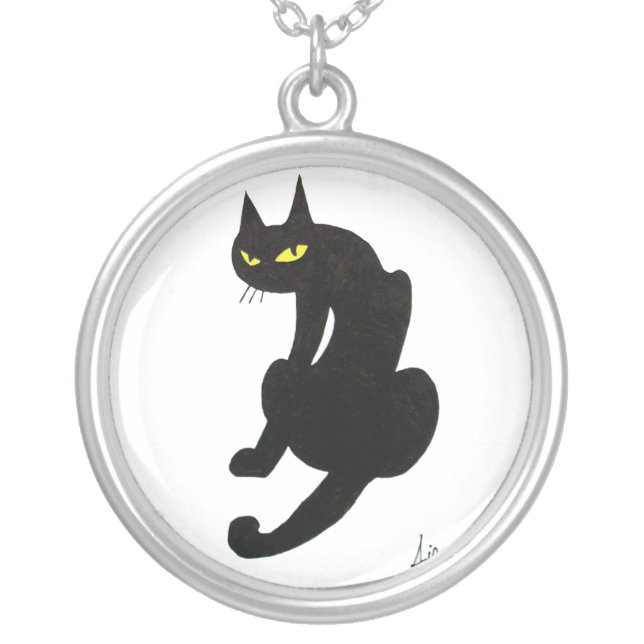 BLACK CAT NINJA SILVER PLATED NECKLACE (Front)