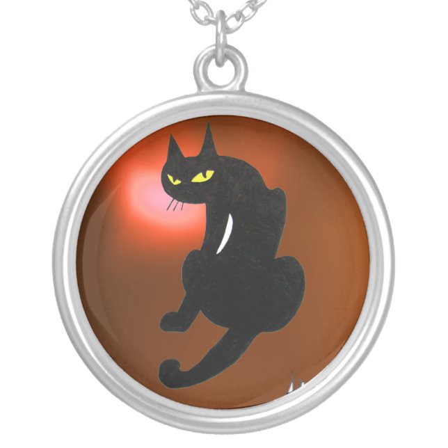 BLACK CAT NINJA SILVER PLATED NECKLACE (Front)