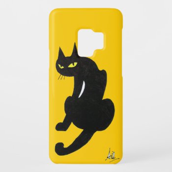 Black Cat Ninja Vibrant Yellow Case-mate Samsung Galaxy S9 Case by AiLartworks at Zazzle