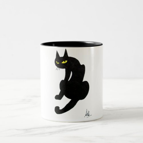 BLACK CAT NINJA White Two_Tone Coffee Mug