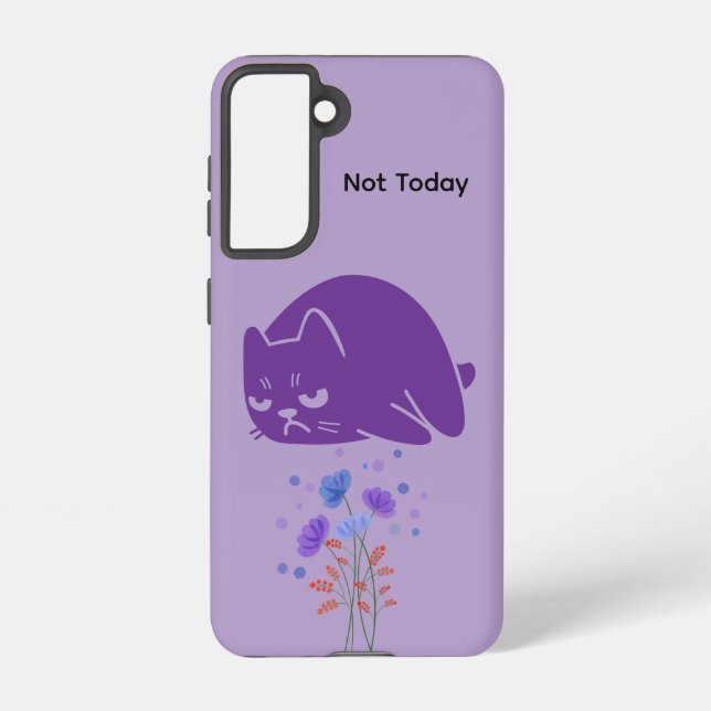 Black Cat Not Today Galaxy Case – Purple (Back)