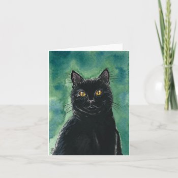 Black Cat Note Card by GailRagsdaleArt at Zazzle