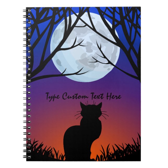 Black Cat Notebook Personalized Cat Art Notebook (Front)