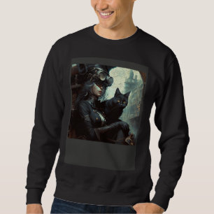 Black Cat Nursing Steampunk Sweatshirt