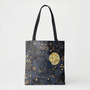 Black Cat of the Starry Skies Tote Bag