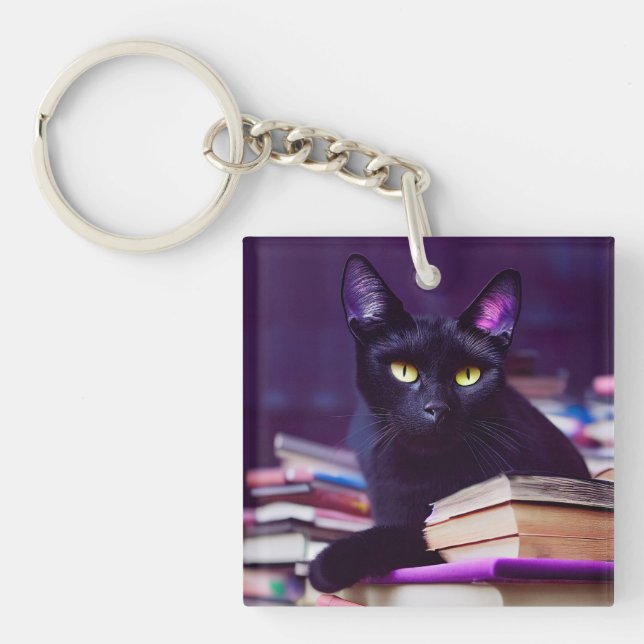 Black Cat of the Witch's Bookshop - Keychain (Front)