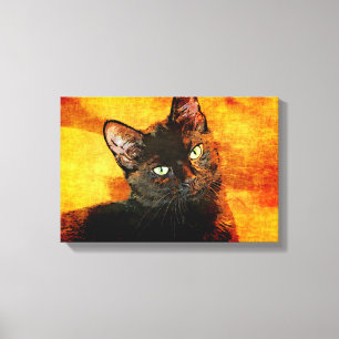 BLACK CAT OLIVE CANVAS PRINT