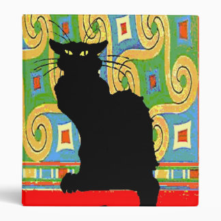 Black Cat on Abstract Wallpaper 3 Ring Binder