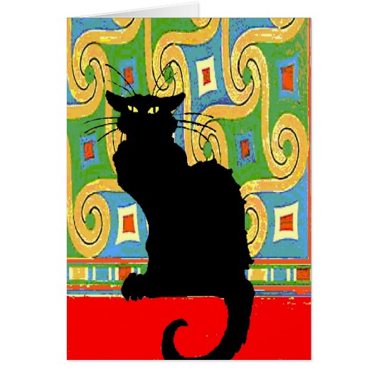 Black Cat on Abstract Wallpaper Cards (Front)