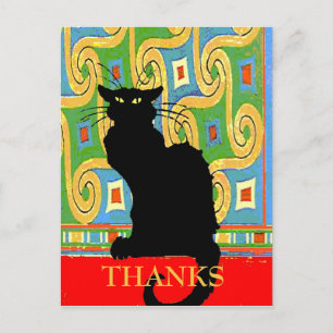Black Cat on Abstract Wallpaper,edit text Postcard