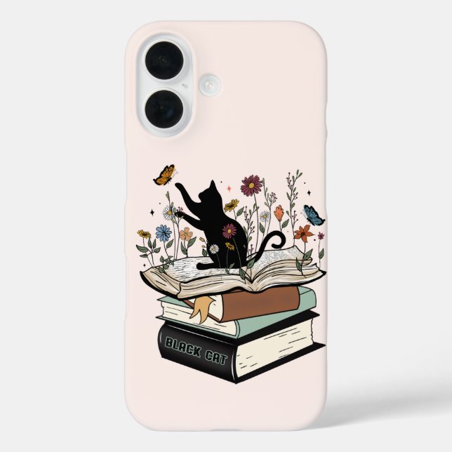 Black Cat on Book Funny Cat  Case-Mate iPhone Case (Back)