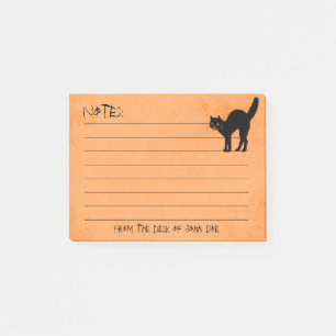 Black Cat on Custom Halloween Orange Note Pad: